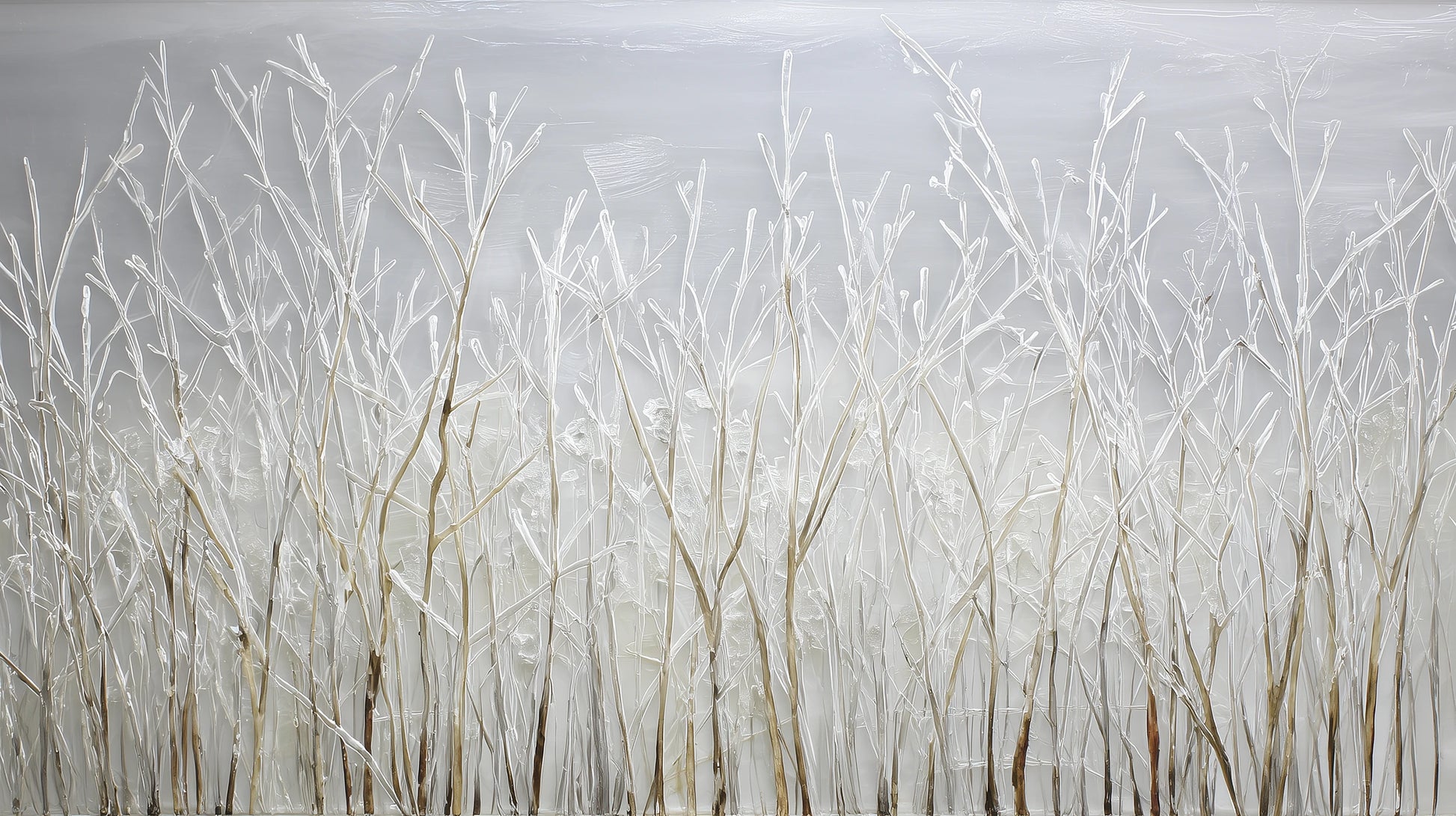 Prezentacja całego wzoru fototapety o nazwie SILVER SOLITUDE - tapeta z zimowym pejzażem traw