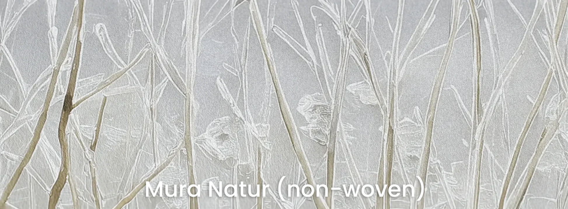 Zbliżenie na fototapetę SILVER SOLITUDE - tapeta z zimowym pejzażem traw na naturalnym podłożu ekologicznym.