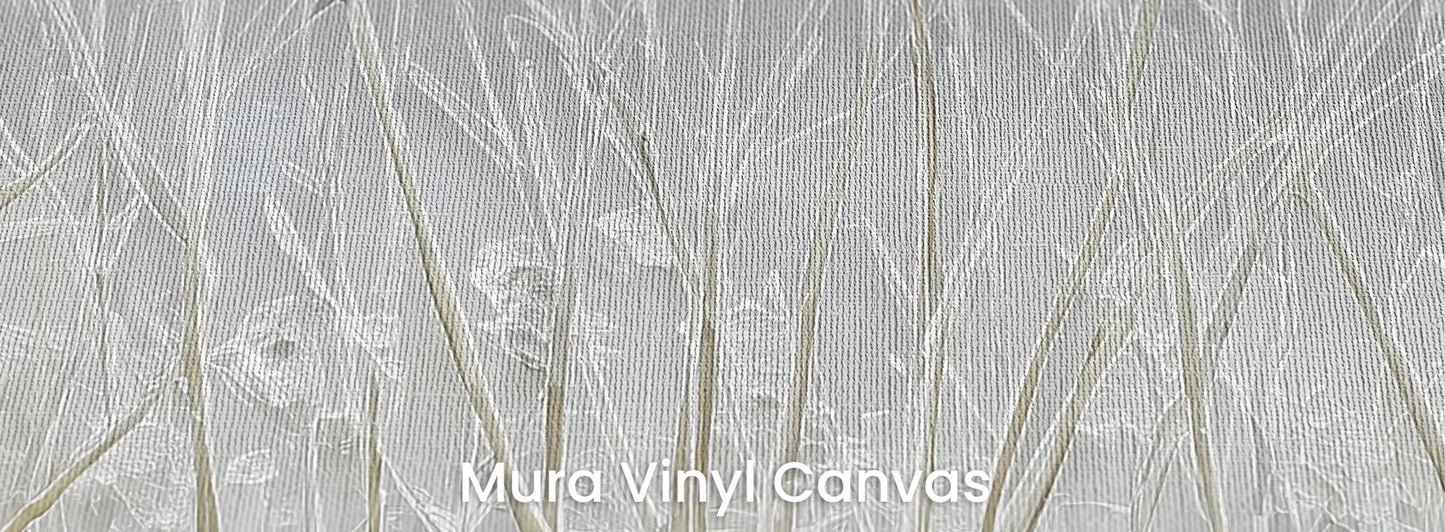 Zbliżenie na fototapetę SILVER SOLITUDE - tapeta z zimowym pejzażem traw na podłożu o fakturze płótna.