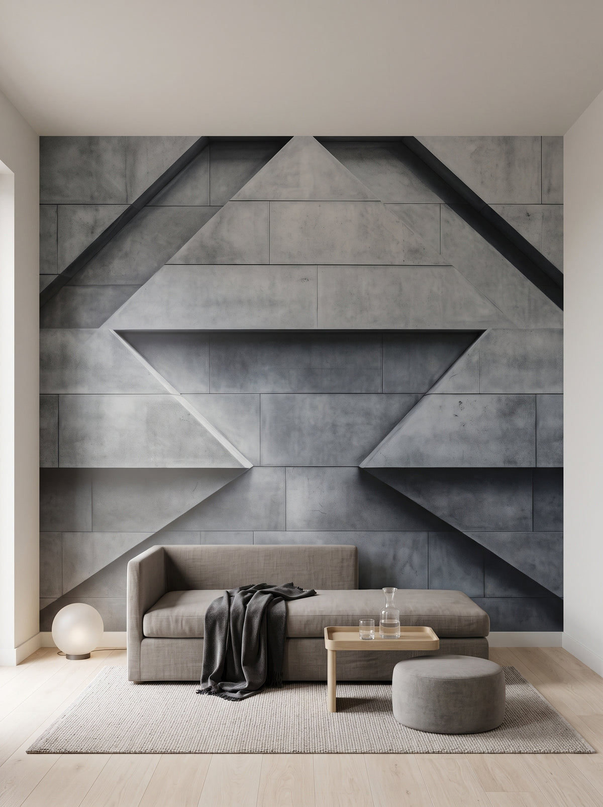 Fototapeta artystyczna o nazwie Geometric Shadows w aranżacji wnętrza: prywatny pokój wellness w nowoczesnej rezydencji.