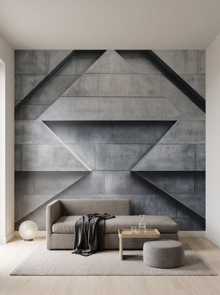 Fototapeta artystyczna o nazwie Geometric Shadows w aranżacji wnętrza: prywatny pokój wellness w nowoczesnej rezydencji.