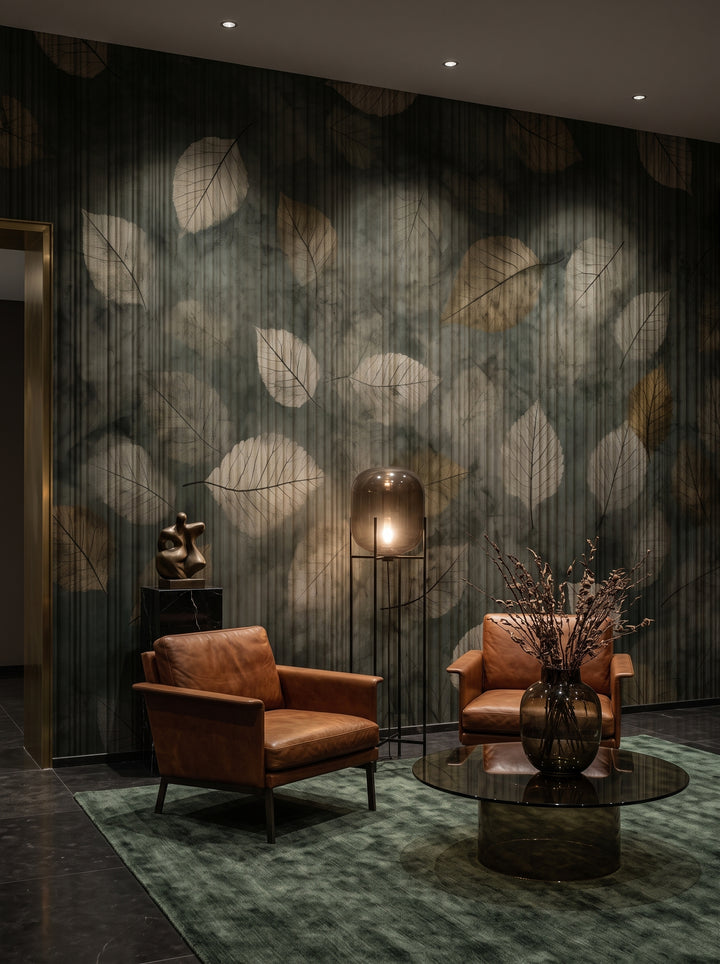 Fototapeta artystyczna o nazwie Autumn Whisper #5 w aranżacji wnętrza: lobby butikowego hotelu.