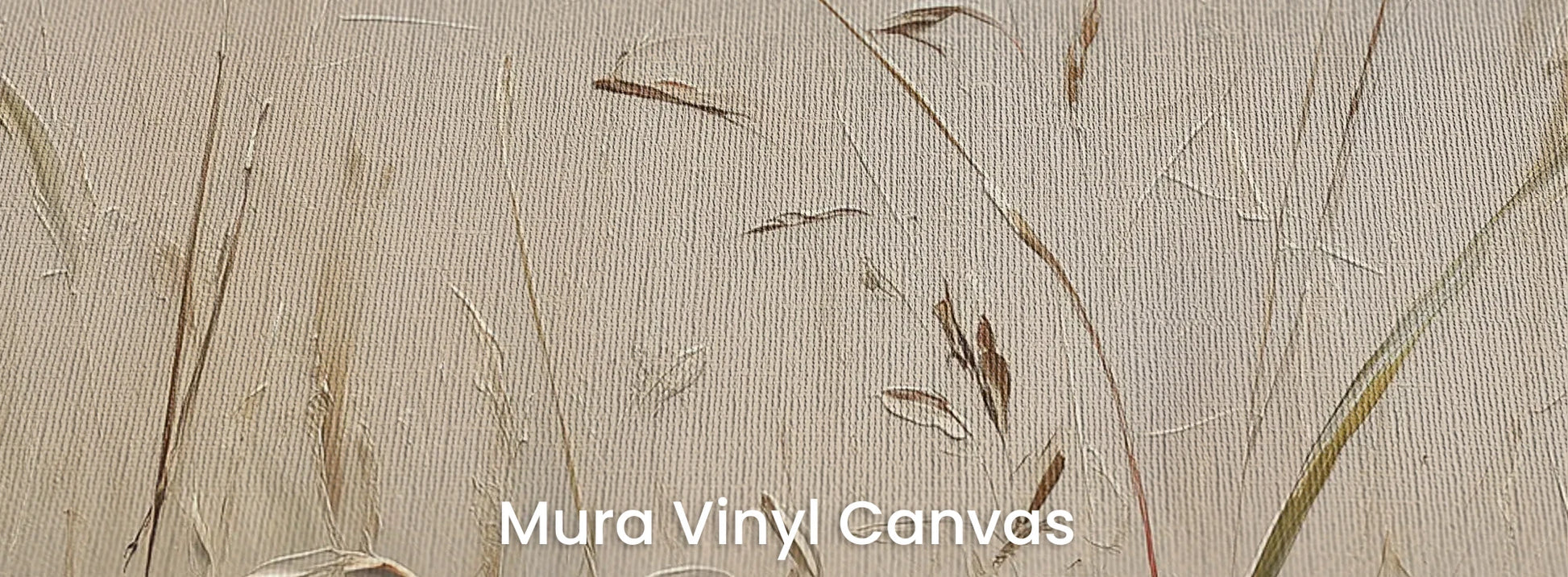 Zbliżenie na fototapetę PEACEFUL WHISPERS - tapeta z mglistymi trawami o świcie na podłożu o fakturze płótna.