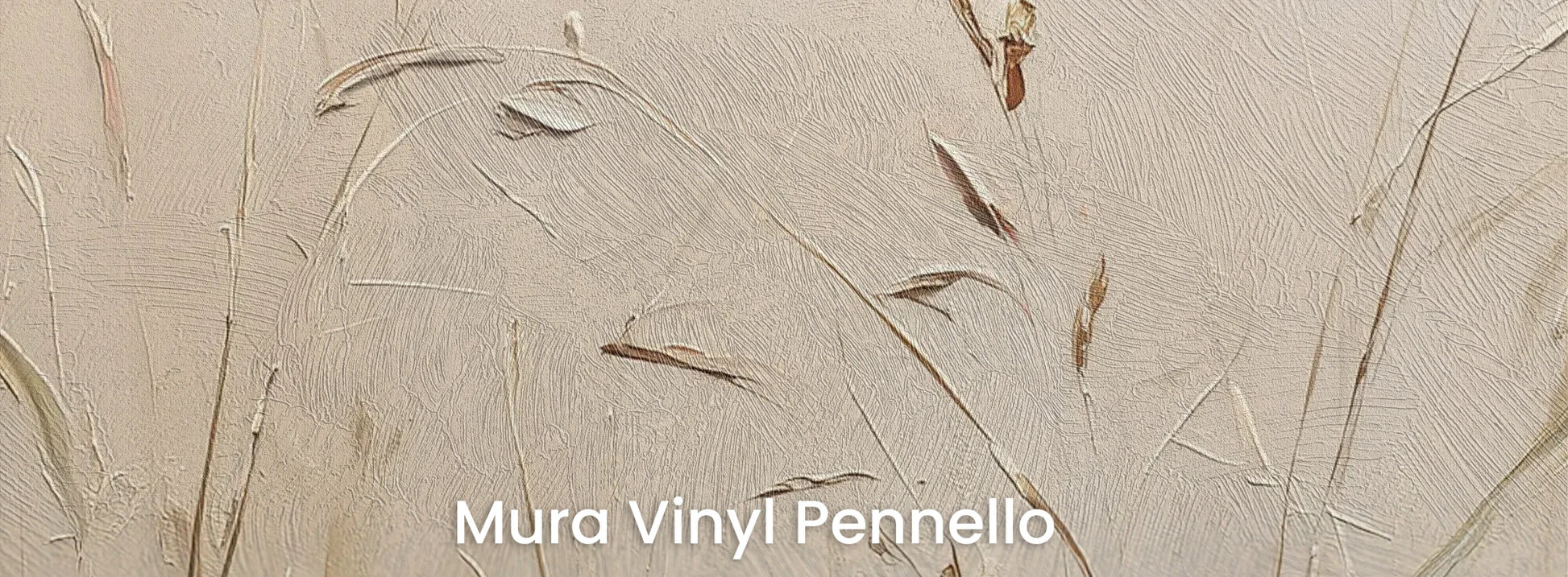 Zbliżenie na fototapetę PEACEFUL WHISPERS - tapeta z mglistymi trawami o świcie na podłożu o fakturze pociągnięć pędzla.