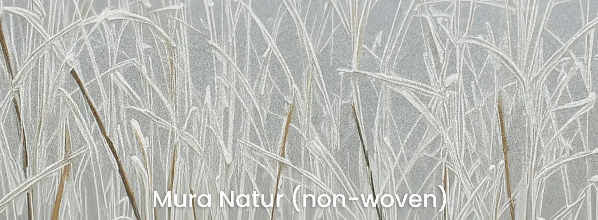 Zbliżenie na fototapetę FROST WHISPERS - tapeta z mglistymi trawami o świcie na naturalnym podłożu ekologicznym.