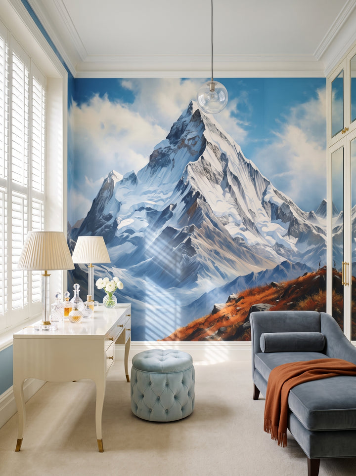Fototapeta artystyczna o nazwie Alpine Grandeur w aranżacji wnętrza: garderoba w stylu Hollywood Regency.