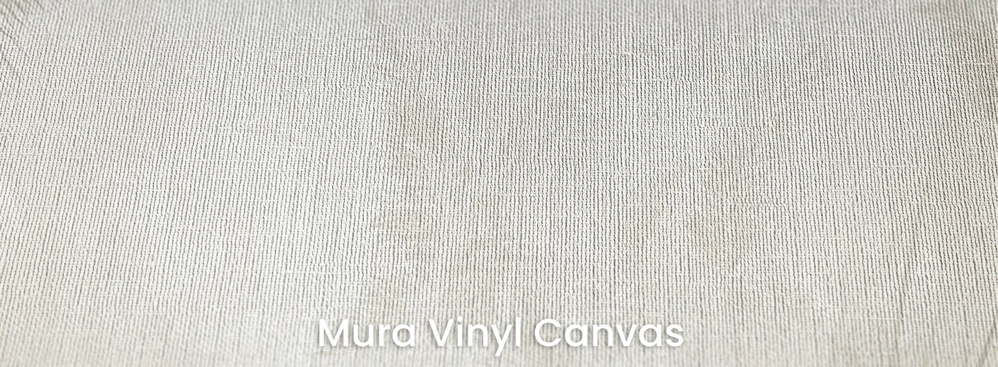 Zbliżenie na fototapetę MORNING MIST - tapeta z mglistymi trawami w szarościach na podłożu o fakturze płótna.