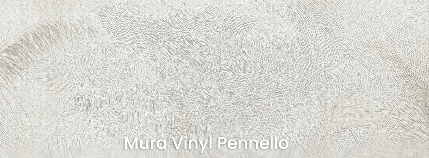 Zbliżenie na fototapetę MORNING MIST - tapeta z mglistymi trawami w szarościach na podłożu o fakturze pociągnięć pędzla.