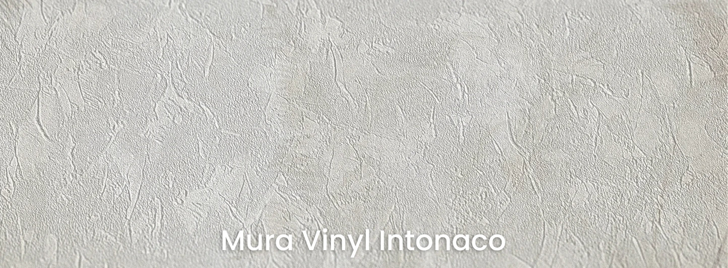 Zbliżenie na fototapetę MORNING MIST - tapeta z mglistymi trawami w szarościach na podłożu o strukturze tartego tynku.