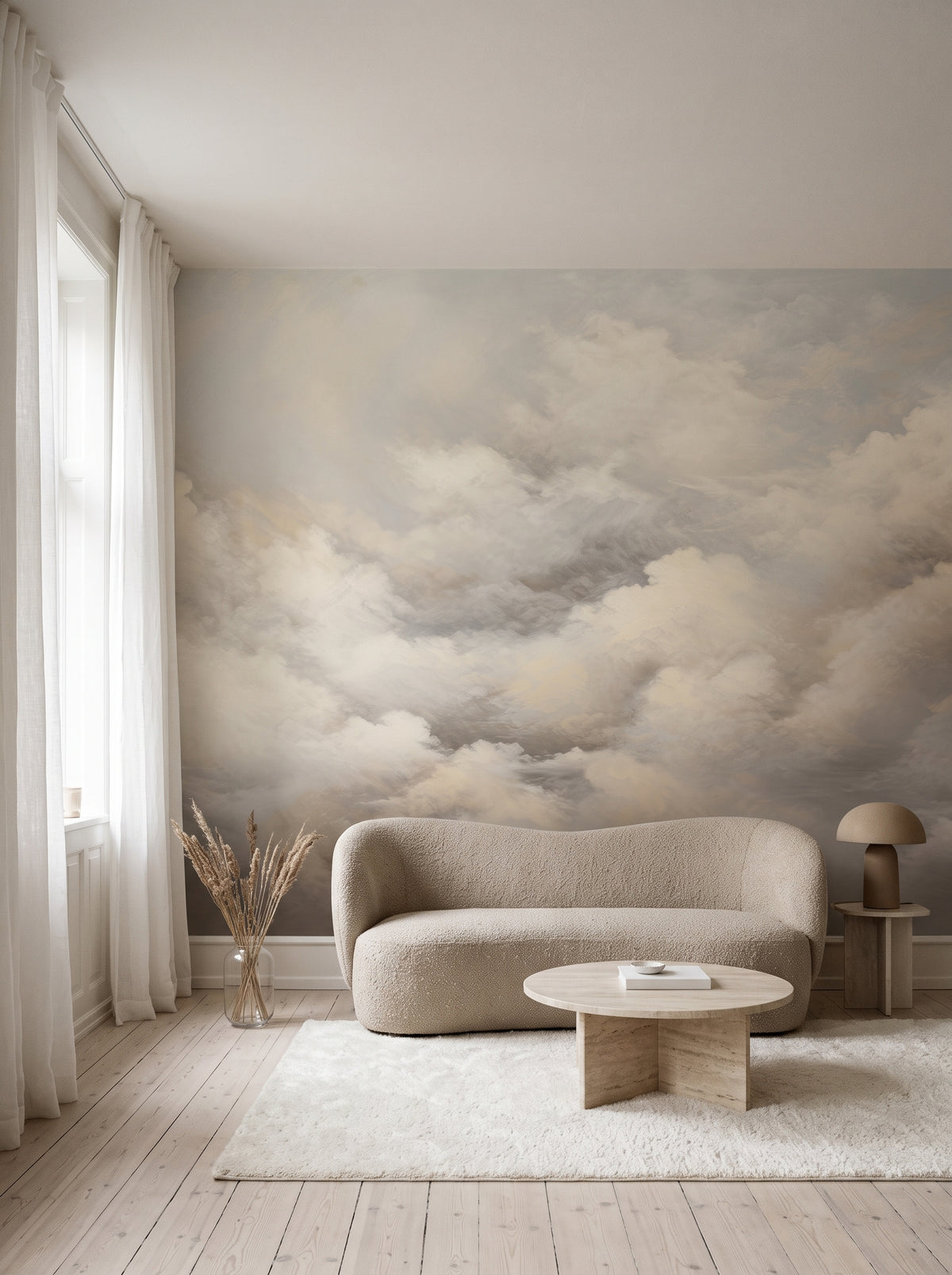 Fototapeta artystyczna o nazwie WHISPERING CLOUDS CANVAS w aranżacji wnętrza: kawalerka w Kopenhadze.