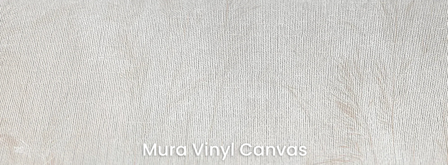 Zbliżenie na fototapetę LUMINOUS REEDS - tapeta z mglistymi trawami w jasnej tonacji na podłożu o fakturze płótna.