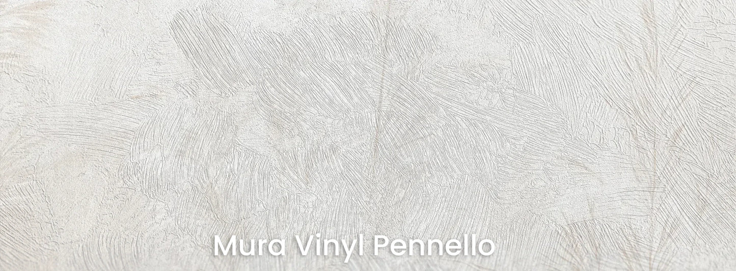 Zbliżenie na fototapetę LUMINOUS REEDS - tapeta z mglistymi trawami w jasnej tonacji na podłożu o fakturze pociągnięć pędzla.