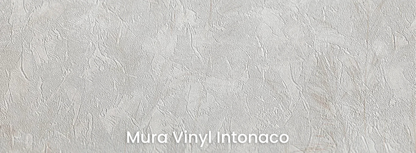 Zbliżenie na fototapetę LUMINOUS REEDS - tapeta z mglistymi trawami w jasnej tonacji na podłożu o strukturze tartego tynku.