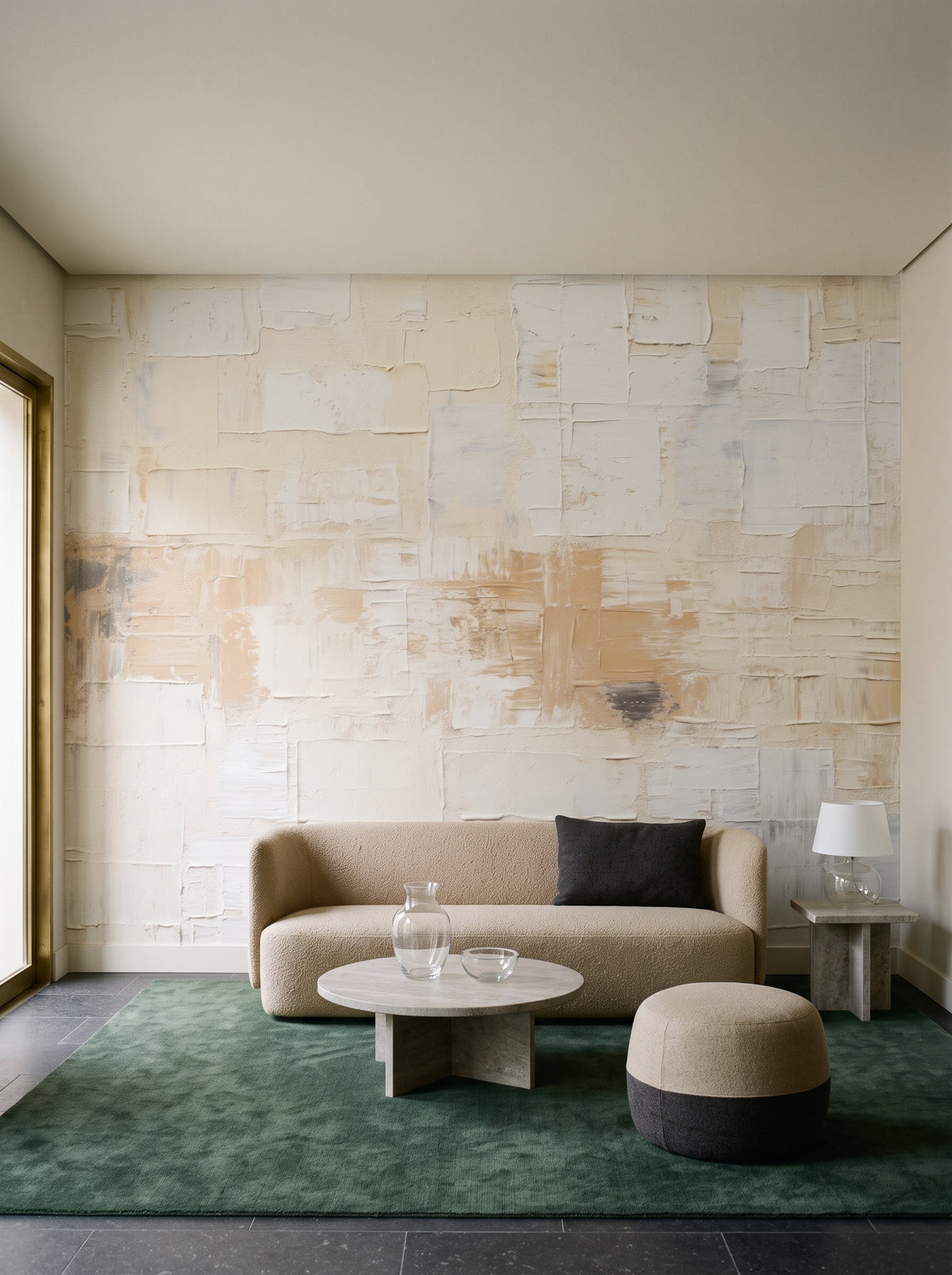 Fototapeta artystyczna o nazwie Textured Canvas w aranżacji wnętrza: lounge w lobby butikowego hotelu designerskiego.
