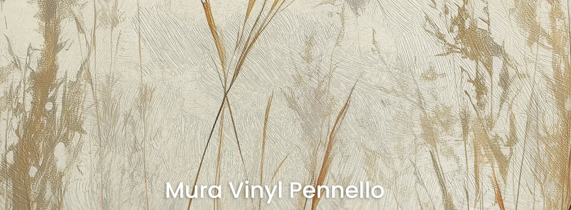 Zbliżenie na fototapetę GRACEFUL REEDS - tapeta z delikatnymi trawami na mglistym tle na podłożu o fakturze pociągnięć pędzla.