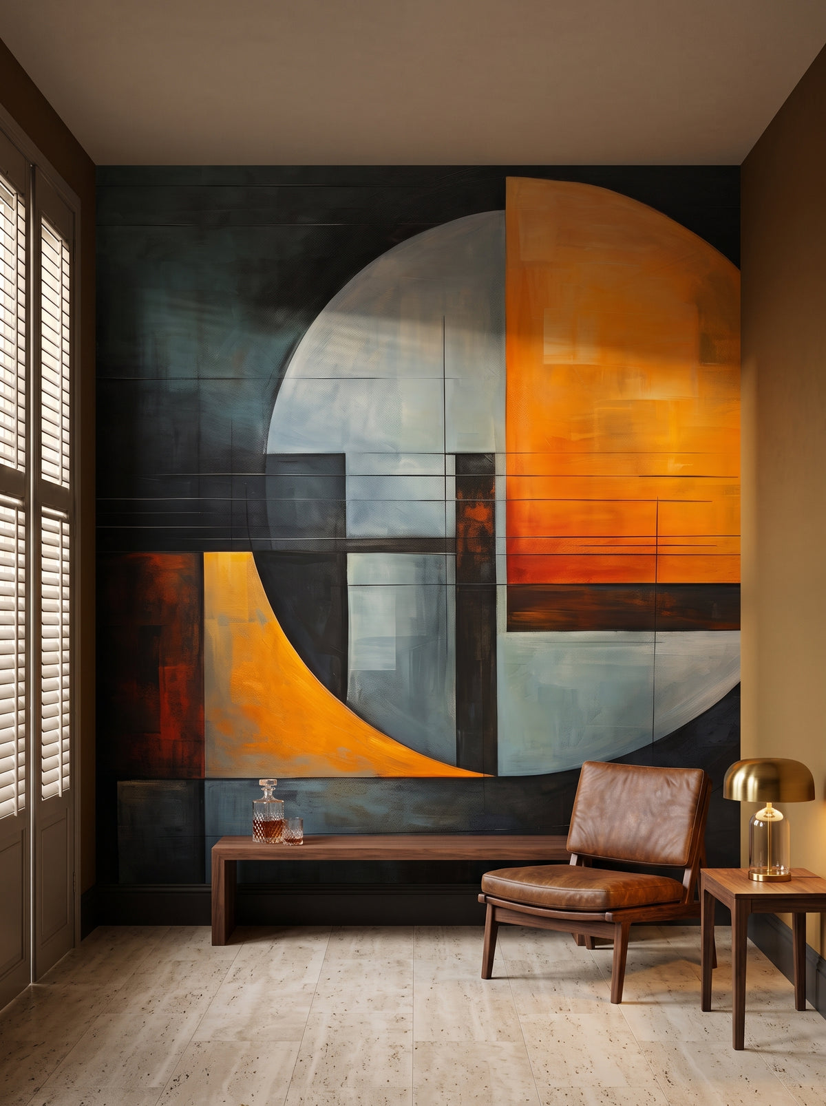 Fototapeta artystyczna o nazwie Abstract Lunar w aranżacji wnętrza: prywatny gabinet w rzymskim palazzo.