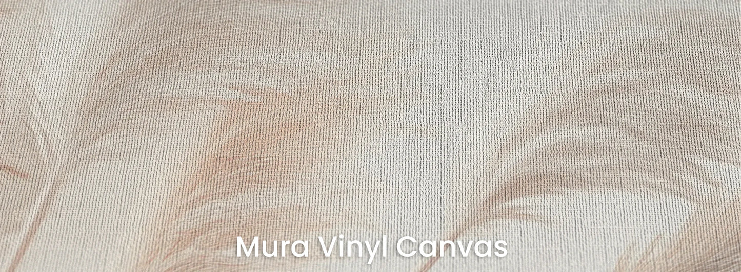 Zbliżenie na fototapetę DESERT WHISPERS - tapeta z delikatnymi źdźbłami trawy w beżowych odcieniach na podłożu o fakturze płótna.