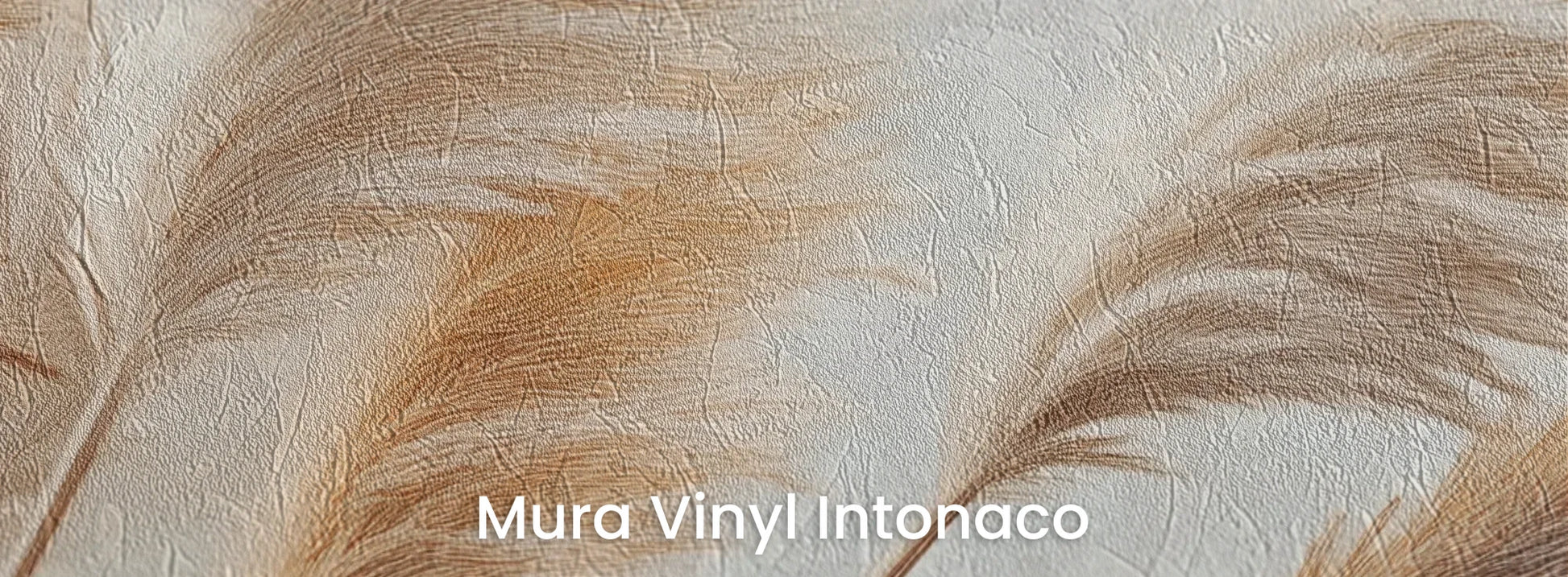 Zbliżenie na fototapetę PAMPAS DREAMS - tapeta z beżowymi trawami pampasowymi na podłożu o strukturze tartego tynku.