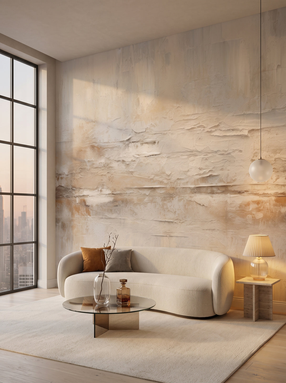 Fototapeta artystyczna o nazwie Subtle Harmony w aranżacji wnętrza: salon w penthousie na Manhattanie.