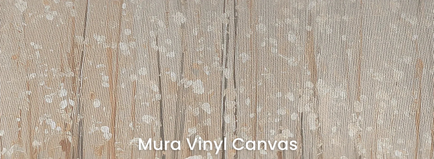 Zbliżenie na fototapetę GOLDEN WHISPERS - tapeta z delikatnymi źdźbłami traw w beżowej tonacji na podłożu o fakturze płótna.