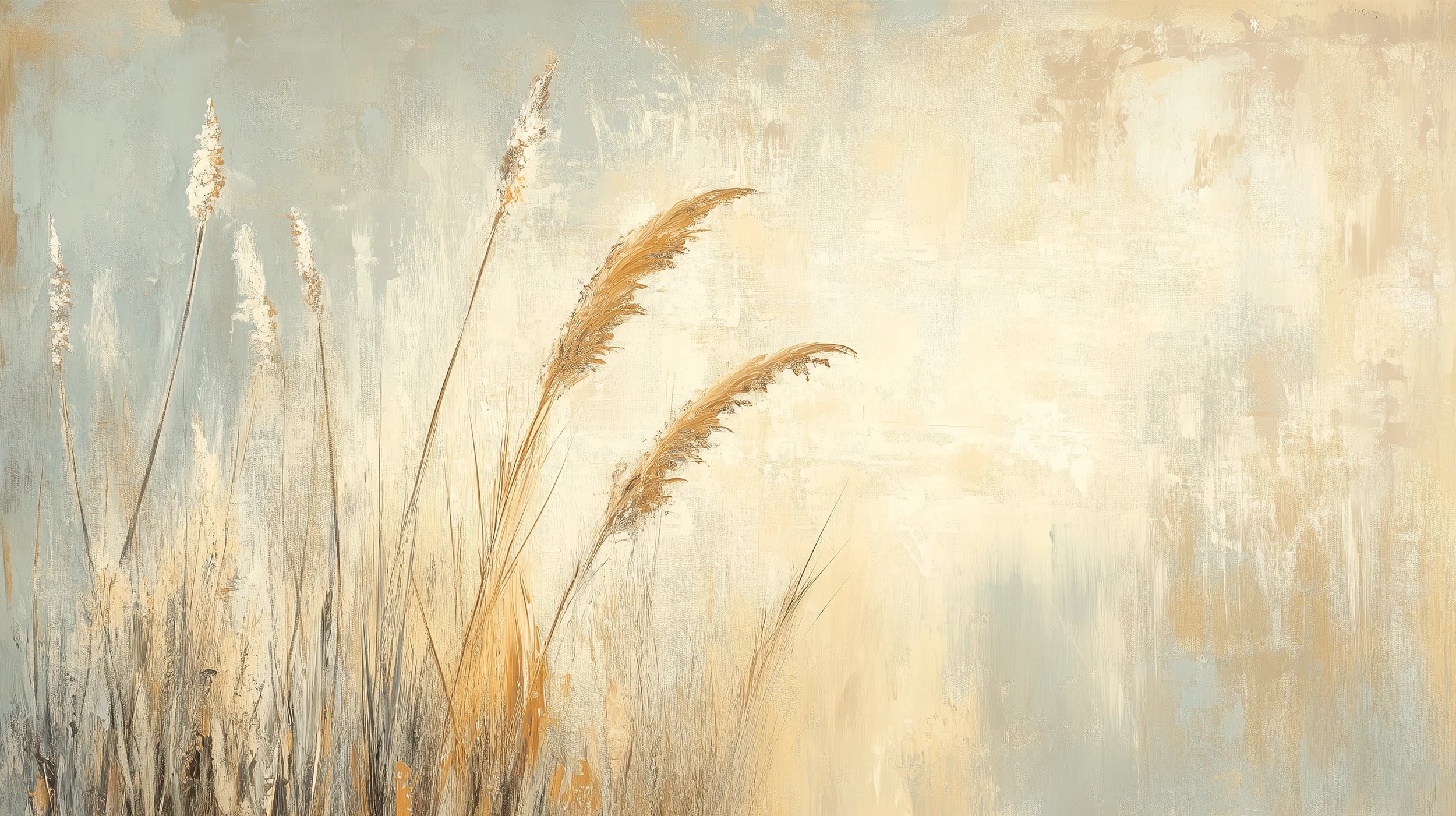 Podgląd wzoru: Prezentacja całego wzoru fototapety o nazwie SUNLIT GRASS - tapeta z trawami w złocistej poświacie