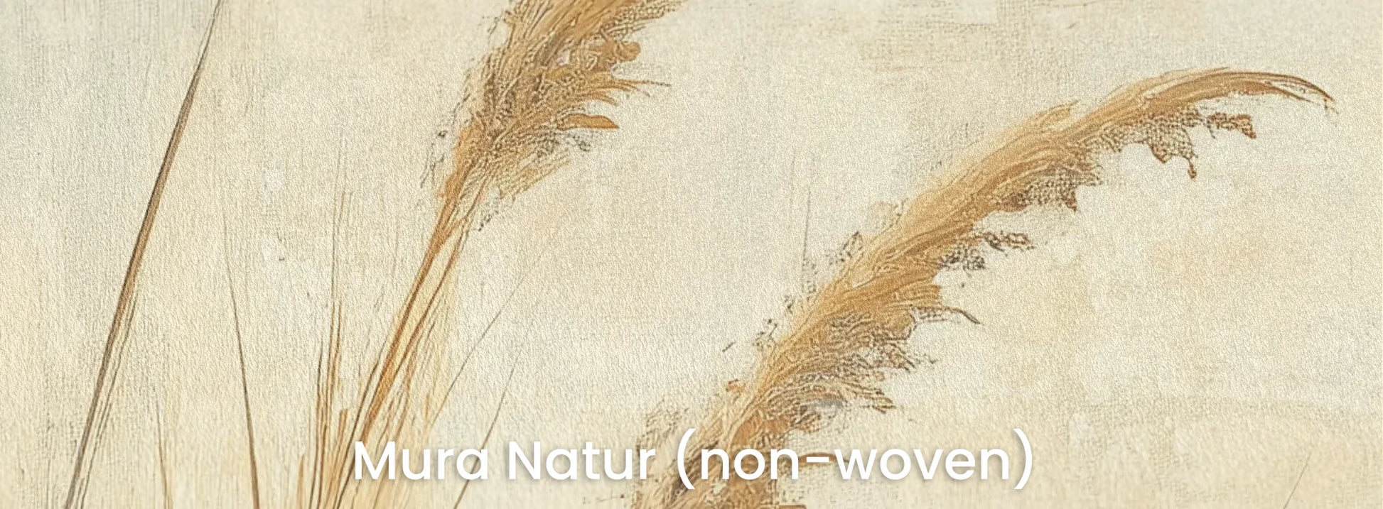 Zbliżenie na fototapetę SUNLIT GRASS - tapeta z trawami w złocistej poświacie na naturalnym podłożu ekologicznym.