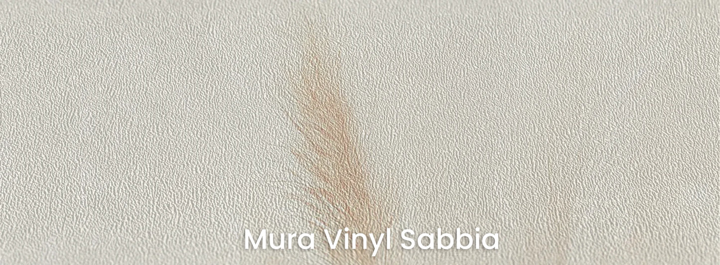 Zbliżenie na fototapetę IVORY SERENITY - tapeta z delikatnymi trawami na beżowym tle na podłożu o strukturze ziarna piasku.