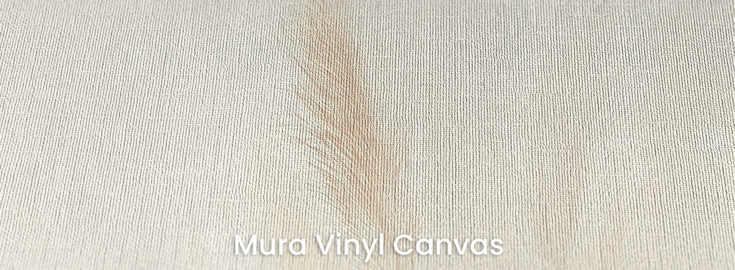 Zbliżenie na fototapetę IVORY SERENITY - tapeta z delikatnymi trawami na beżowym tle na podłożu o fakturze płótna.