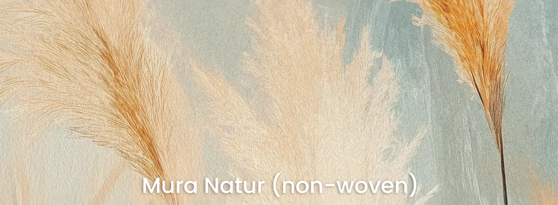 Zbliżenie na fototapetę DESERT PLUMES - tapeta z delikatnymi trzcinami w pastelowych odcieniach na naturalnym podłożu ekologicznym.