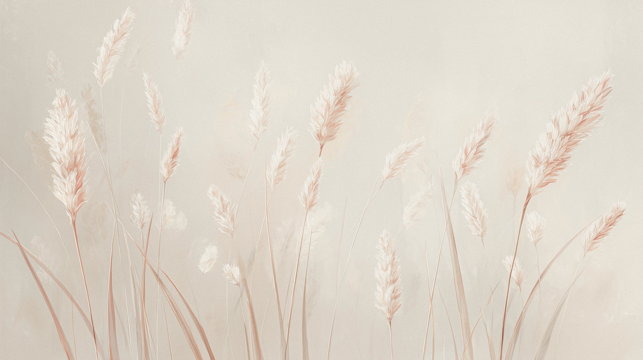Pattern preview: Prezentacja całego wzoru fototapety o nazwie BLUSH POETRY - tapeta z delikatnymi źdźbłami trawy w pudrowym różu