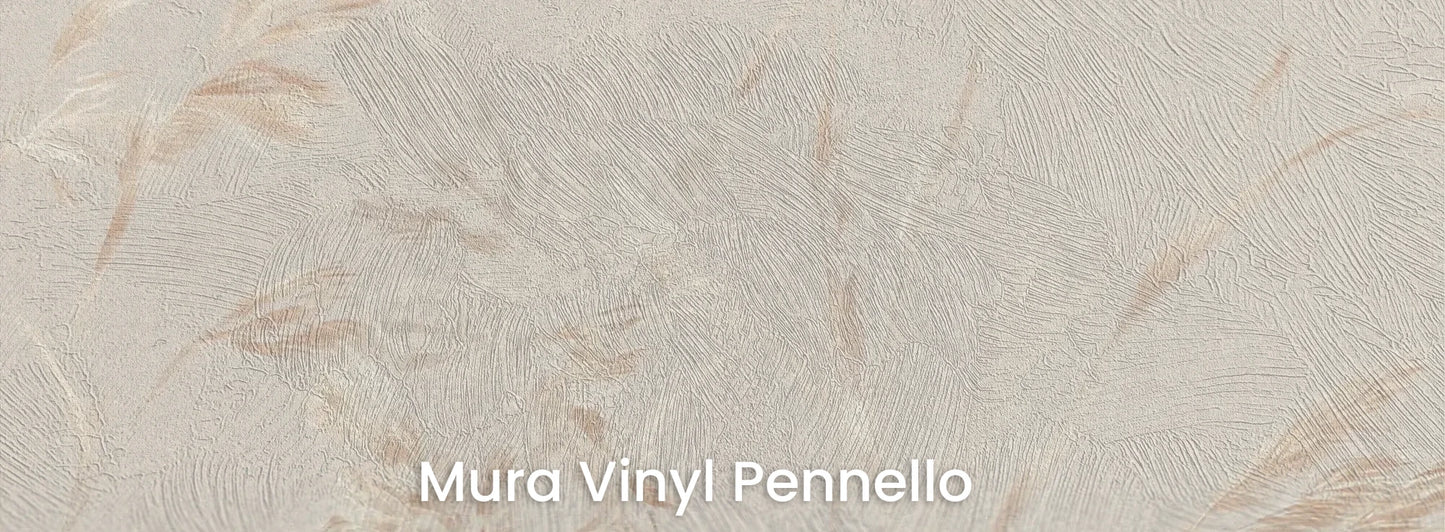 Zbliżenie na fototapetę PLATINUM BREEZE - tapeta z delikatnymi źdźbłami traw w jasnych beżach na podłożu o fakturze pociągnięć pędzla.