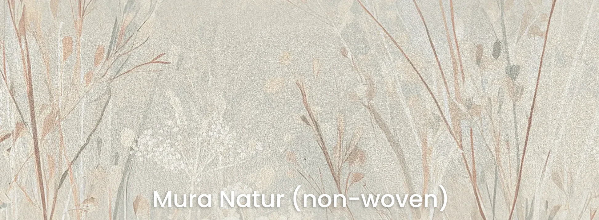 Zbliżenie na fototapetę PEARL WHISPERS - tapeta z delikatną trawą w pastelowych odcieniach na naturalnym podłożu ekologicznym.