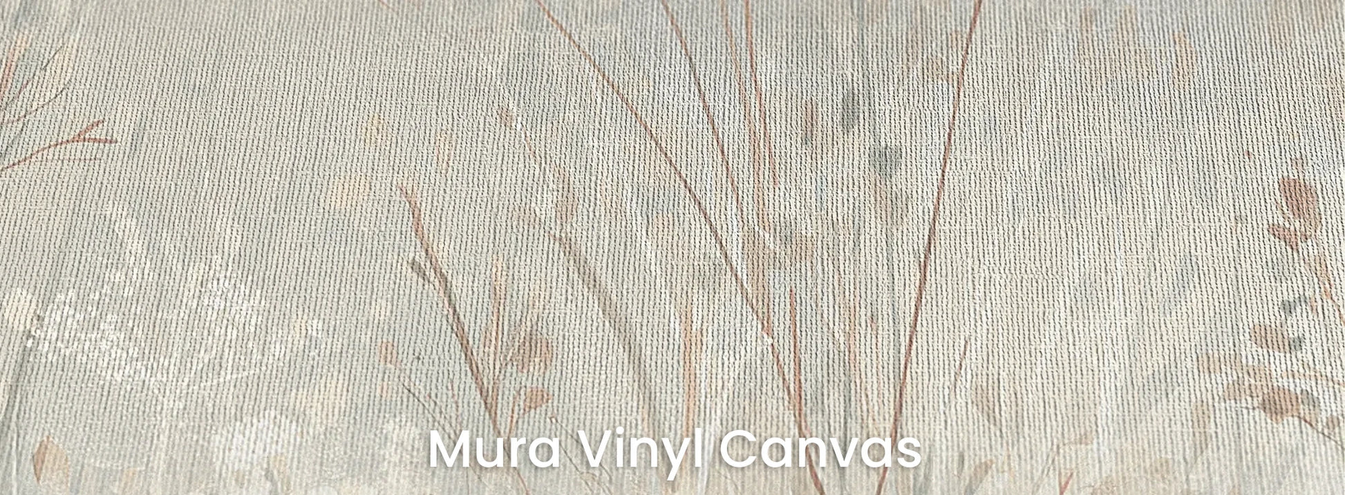 Zbliżenie na fototapetę PEARL WHISPERS - tapeta z delikatną trawą w pastelowych odcieniach na podłożu o fakturze płótna.