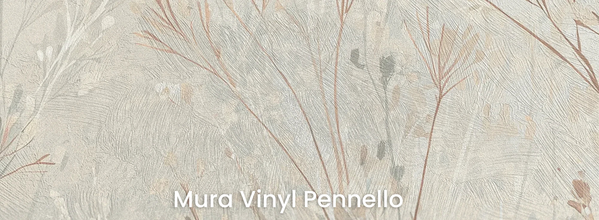 Zbliżenie na fototapetę PEARL WHISPERS - tapeta z delikatną trawą w pastelowych odcieniach na podłożu o fakturze pociągnięć pędzla.