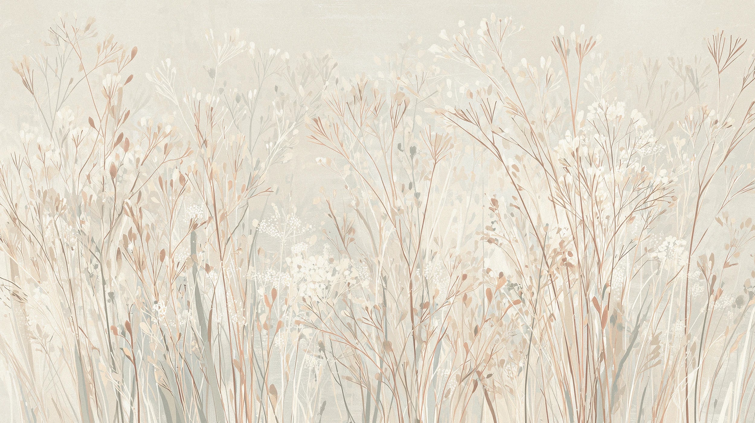 Pattern preview: Prezentacja całego wzoru fototapety o nazwie PEARL WHISPERS - tapeta z delikatną trawą w pastelowych odcieniach