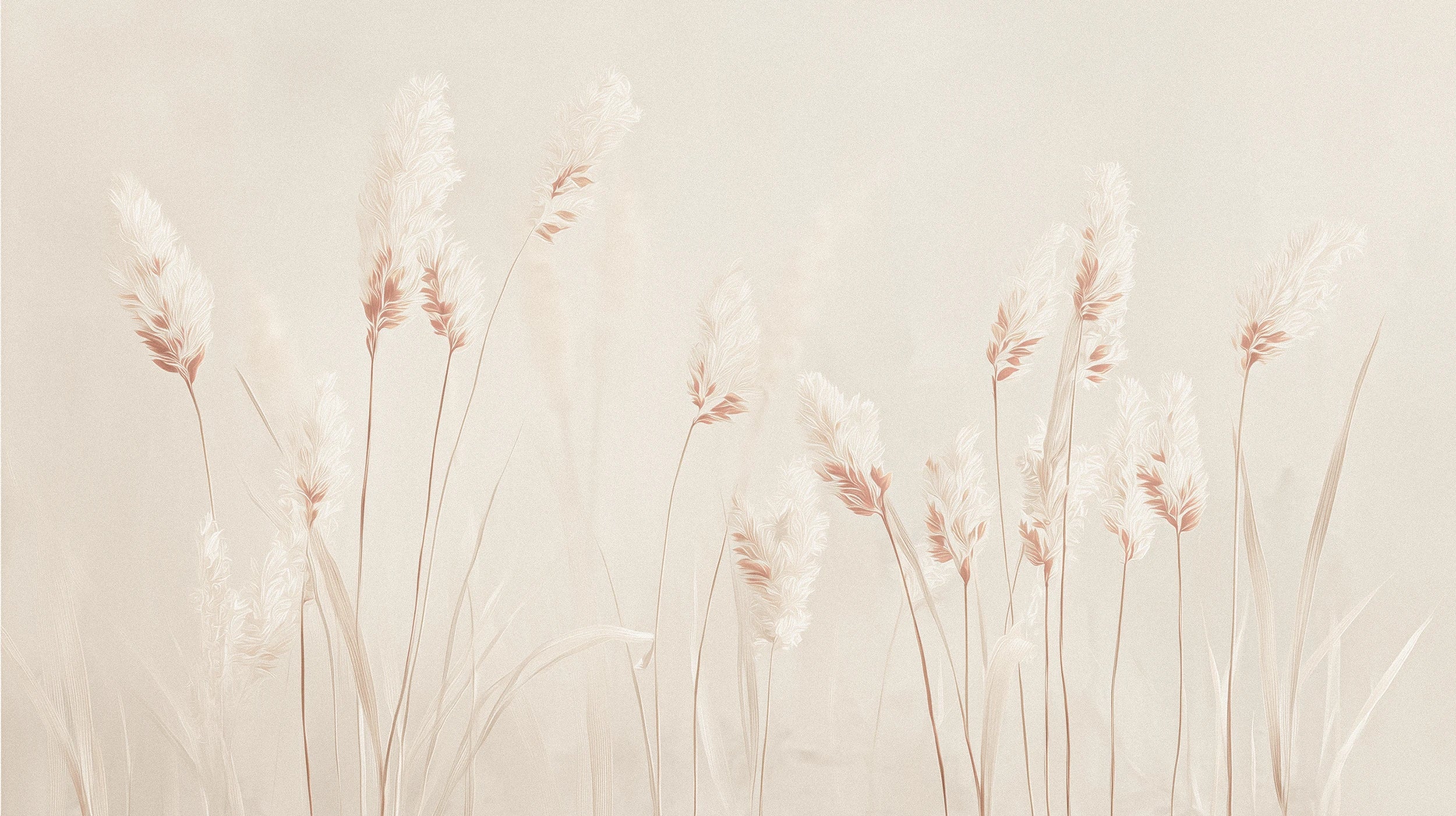 Pattern preview: Prezentacja całego wzoru fototapety o nazwie CELESTIAL REEDS - tapeta z delikatnymi źdźbłami trawy w pastelowych odcieniach