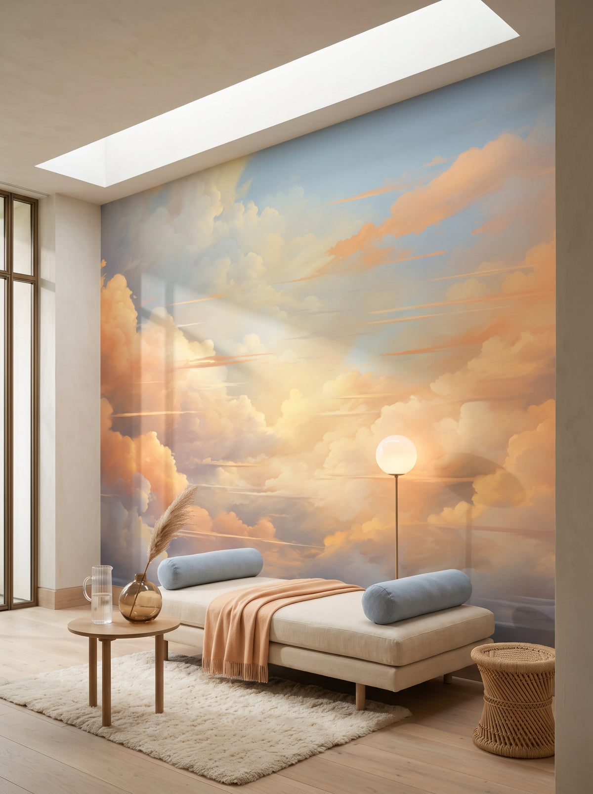 Carta da parati artistica «Dawn Whisper» in un interno: stanza wellness privata in una residenza moderna.