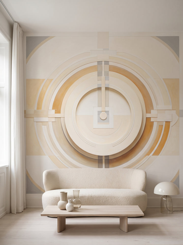 Fototapeta artystyczna o nazwie CUBIST CONCENTRIC SPLENDOR w aranżacji wnętrza: kawalerka w Kopenhadze.