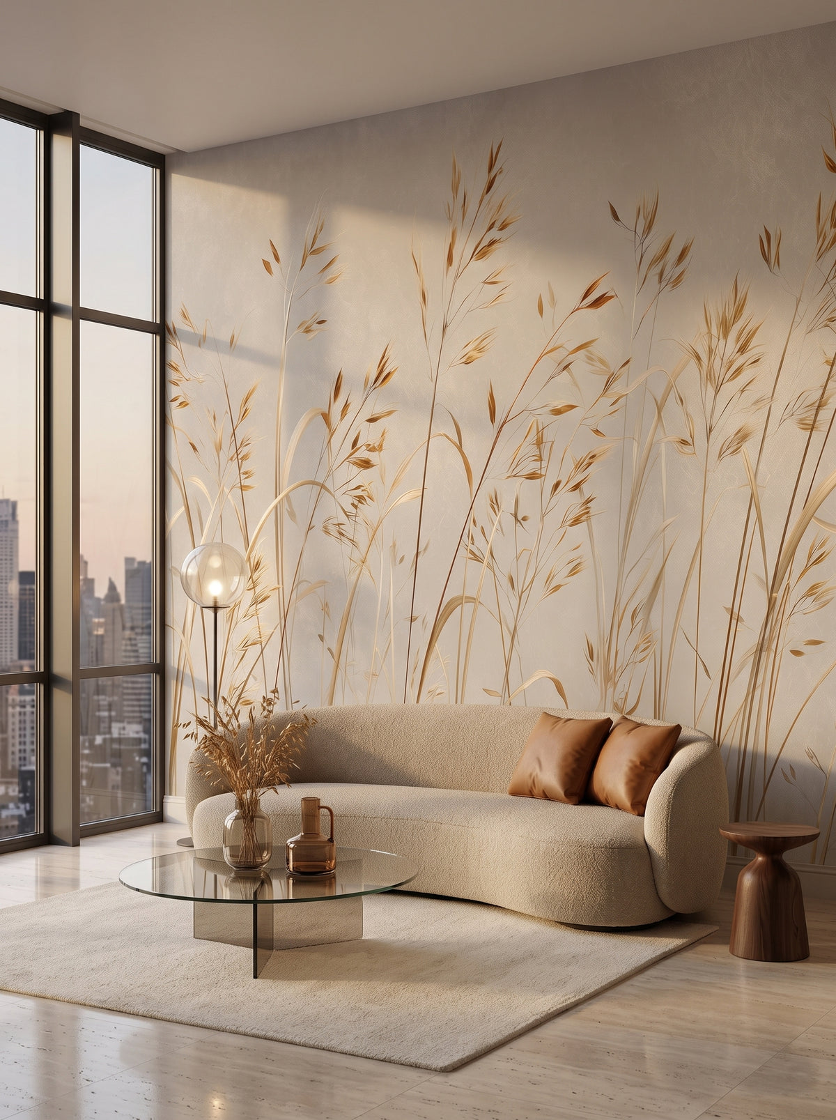 Fototapeta artystyczna o nazwie AUTUMN GRACE w aranżacji wnętrza: salon w penthousie na Manhattanie.