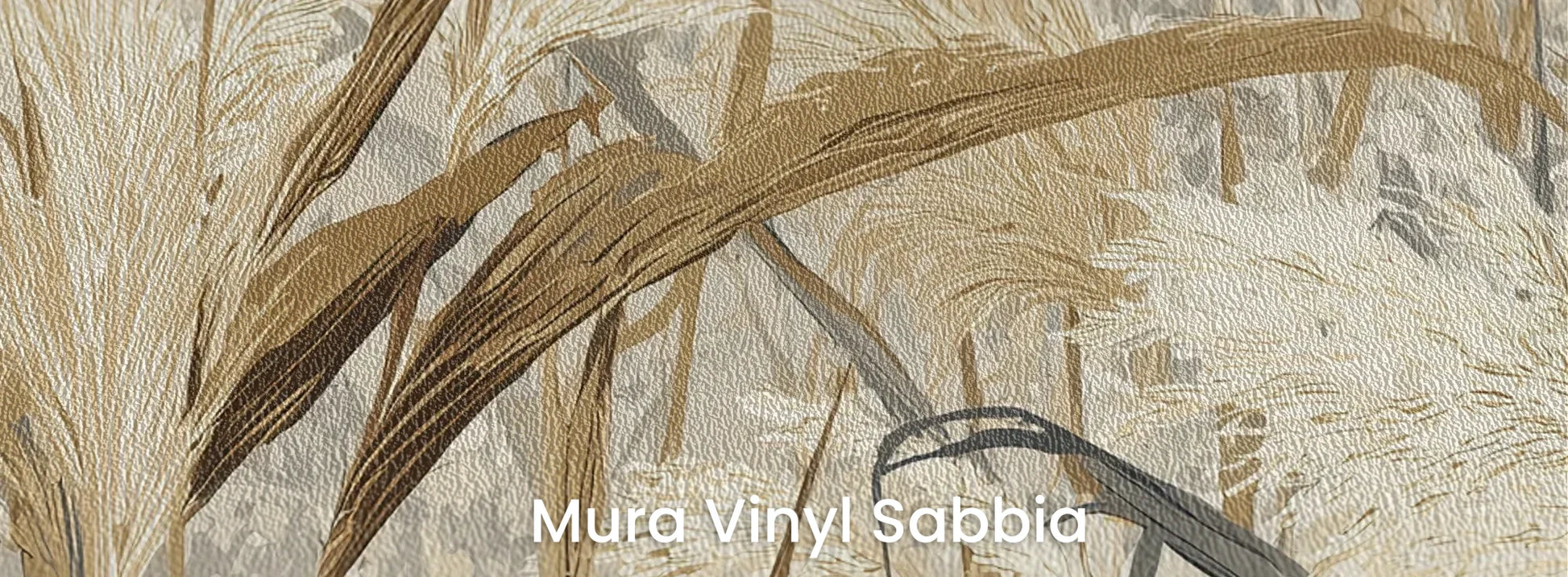 Zbliżenie na fototapetę HARVEST BREEZE - tapeta z jesiennymi trawami pampasowymi na podłożu o strukturze ziarna piasku.