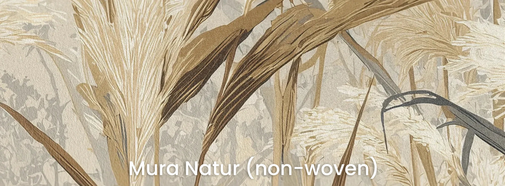 Zbliżenie na fototapetę HARVEST BREEZE - tapeta z jesiennymi trawami pampasowymi na naturalnym podłożu ekologicznym.