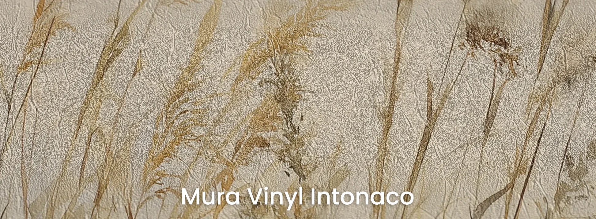 Zbliżenie na fototapetę DUNE BALLET - tapeta z beżowymi trawami w naturalnej kompozycji na podłożu o strukturze tartego tynku.