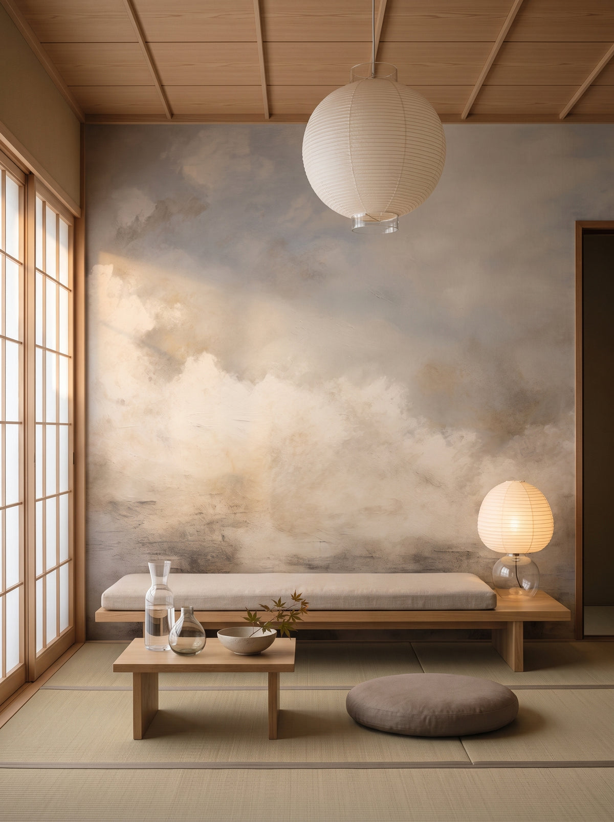 Fototapeta artystyczna o nazwie ETHEREAL CLOUDSCAPE SERENITY w aranżacji wnętrza: lounge w korytarzu hotelu w Kioto.