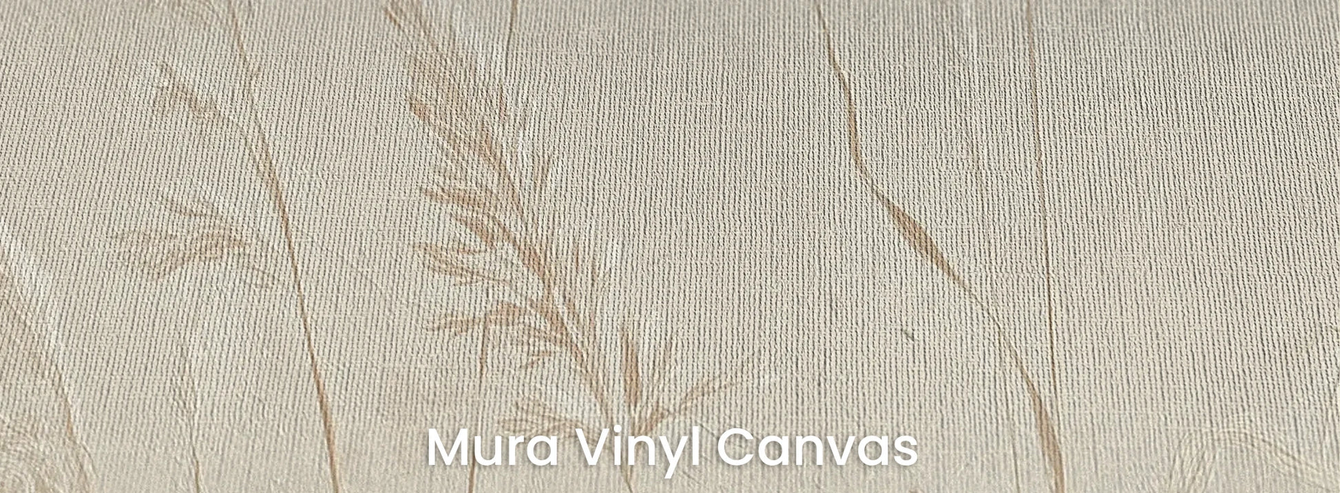 Zbliżenie na fototapetę NATURE'S LULLABY - tapeta z delikatnymi źdźbłami traw w beżowej tonacji na podłożu o fakturze płótna.