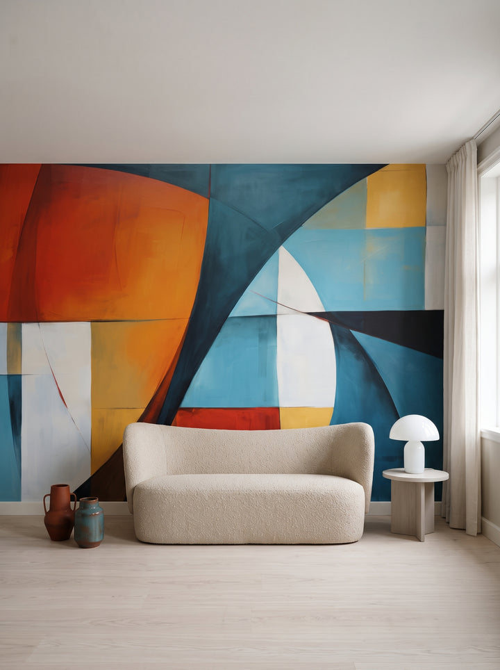 Fototapeta artystyczna o nazwie Vibrant Abstraction w aranżacji wnętrza: kawalerka w Kopenhadze.