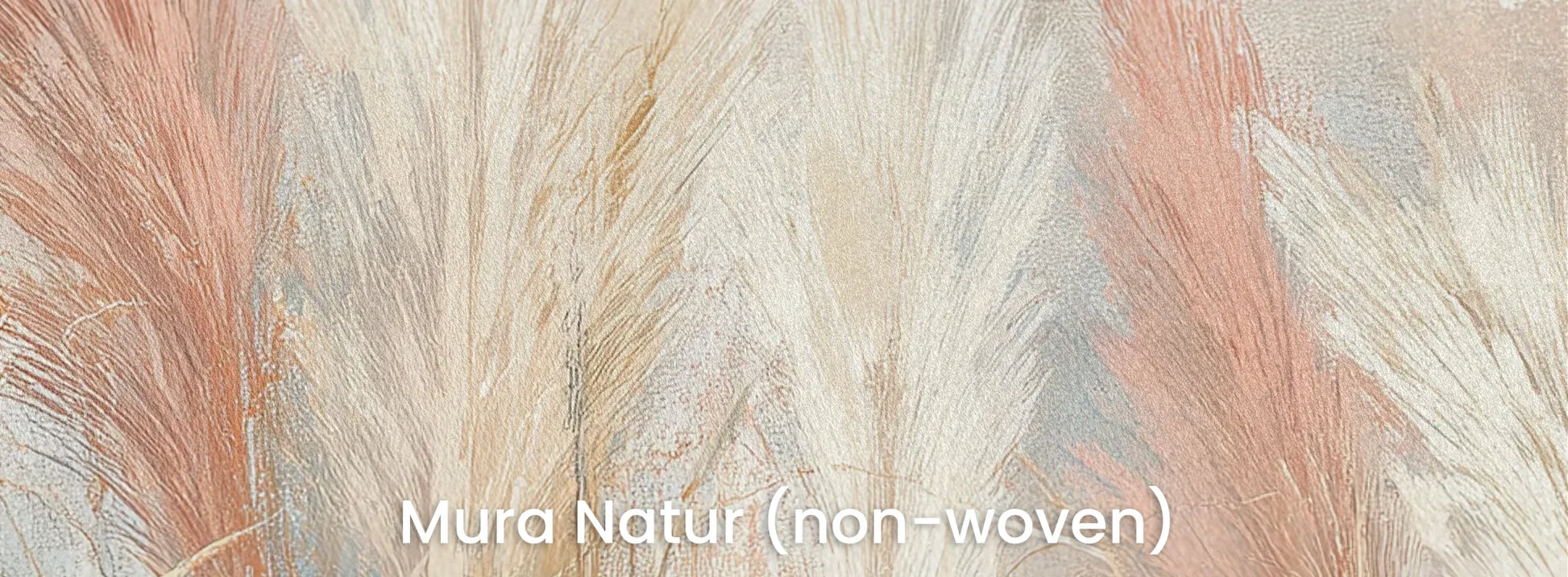 Zbliżenie na fototapetę SOFT HORIZON - tapeta z delikatnymi trawami w pastelowych odcieniach na naturalnym podłożu ekologicznym.