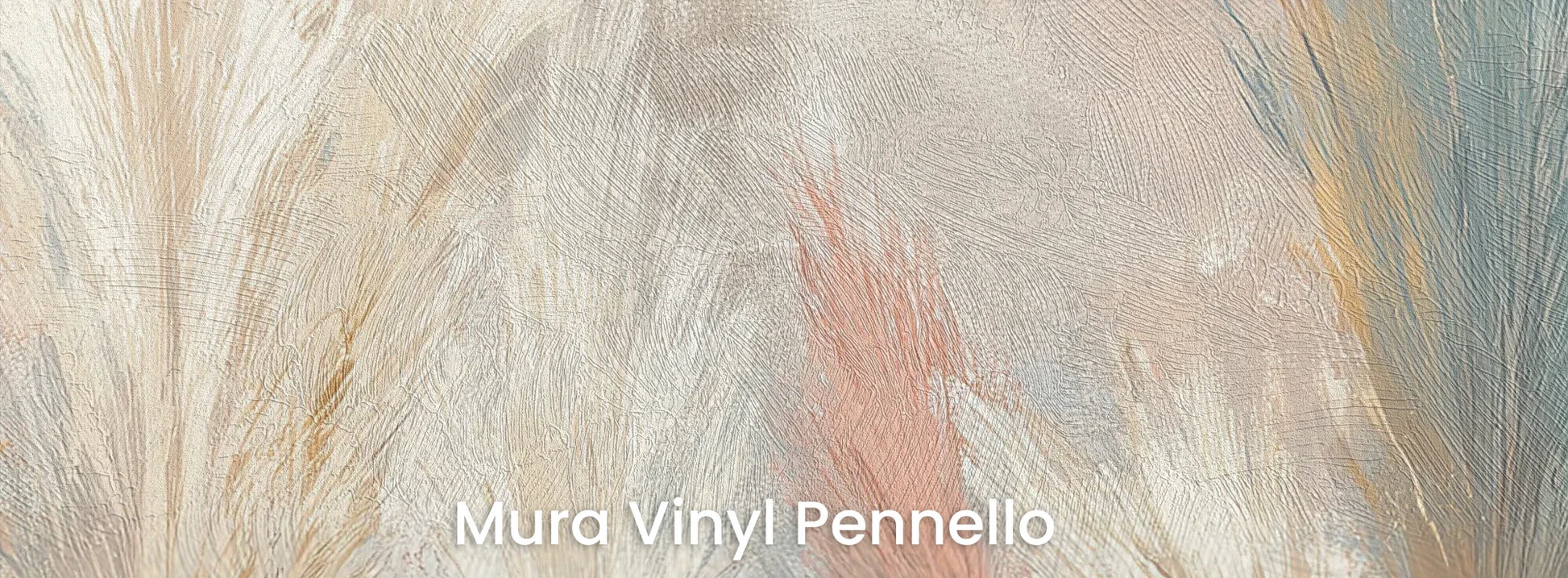 Zbliżenie na fototapetę SOFT HORIZON - tapeta z delikatnymi trawami w pastelowych odcieniach na podłożu o fakturze pociągnięć pędzla.