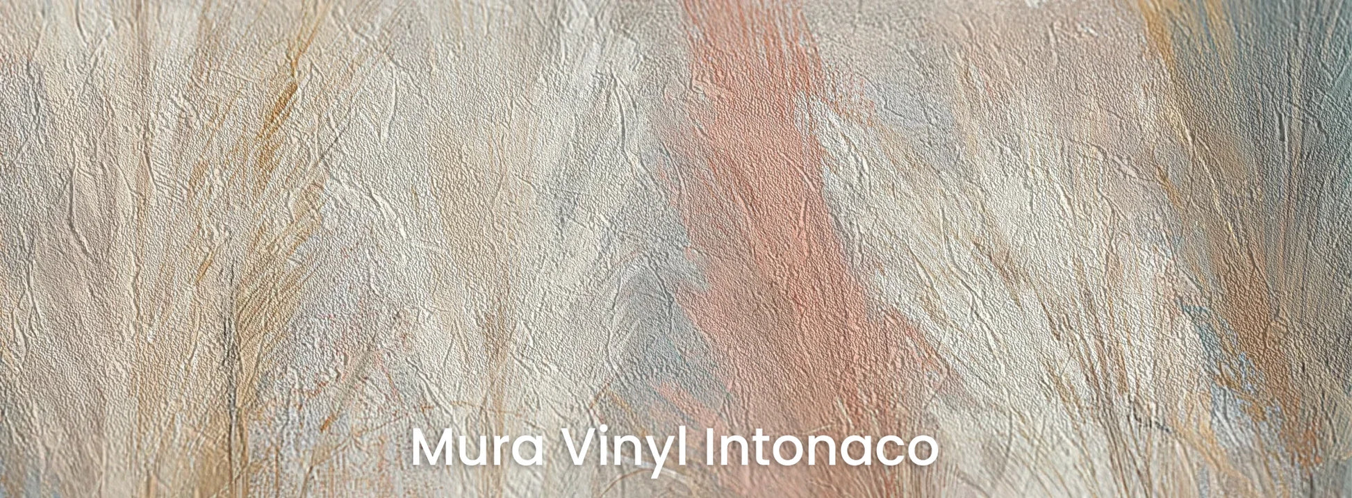 Zbliżenie na fototapetę SOFT HORIZON - tapeta z delikatnymi trawami w pastelowych odcieniach na podłożu o strukturze tartego tynku.