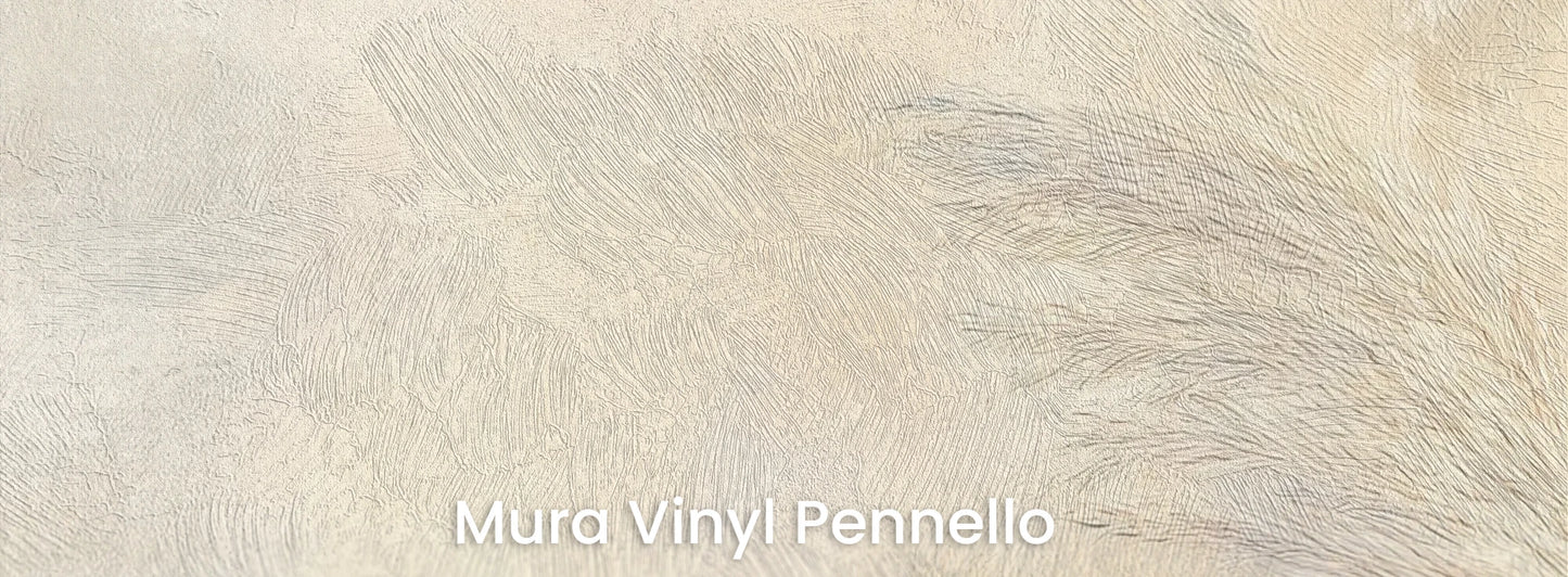 Zbliżenie na fototapetę LUMINOUS BREEZE - tapeta z jasnymi źdźbłami trawy na pastelowym tle na podłożu o fakturze pociągnięć pędzla.