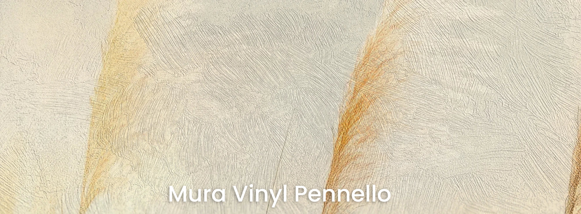 Zbliżenie na fototapetę TENDER LIGHT - tapeta z delikatnymi źdźbłami traw w złocistym świetle na podłożu o fakturze pociągnięć pędzla.